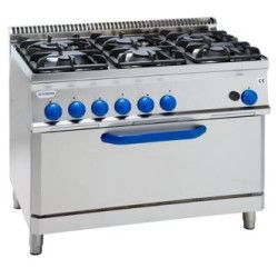 Fourneau dessus gaz sur Four gaz statique Extra-large + GRILL (3 kW) 6 feux Gamme 700