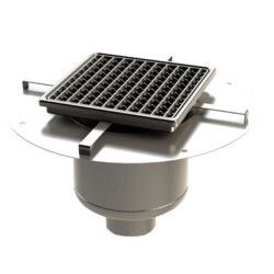 Siphon inox 255 DN100 verticale Caillebotis Avec panier 25100ETP