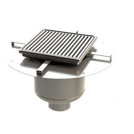 Siphon inox 255 DN100 verticale Grille Barreaux Avec panier 25100ETPB