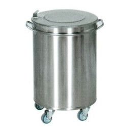 Poubelle Bacs à déchets  Inox couvercle simple 110L