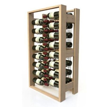Casier A Vin En Bois + Niveaux Chromes 16 Niveaux NH3 48 Bouteilles