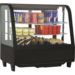 Vitrine réfrigérée à poser Vitrage Bombé L0,6m Compresseur sous la vitrine Contenance 100L Noire