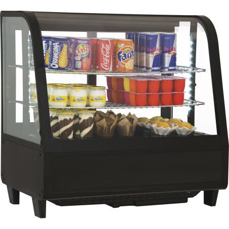 Vitrine réfrigérée à poser Vitrage Bombé L0,6m Compresseur sous la vitrine Contenance 100L Noire