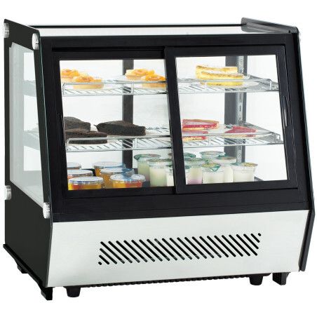 Vitrine réfrigérée à poser double portes Compresseur sous vitrine Capacité 125L Noire
