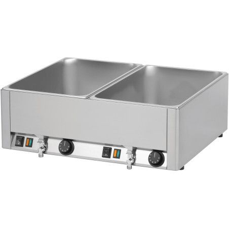 Double bain-marie GN 1/1 avec 2 robinets de vidange