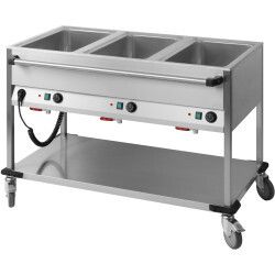Chariot bain-marie à eau 3 x GN 1/1 Face