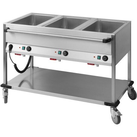 Chariot bain-marie à eau 3 x GN 1/1 Face