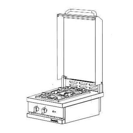 Table de cuisson gaz 2 feux avec couvercle à poser