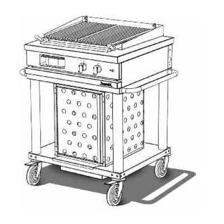 Grill gaz à pierres de lave mobile sans couvercle Grand modèle