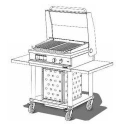 Grill gaz à pierres de lave mobile avec couvercle