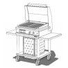 Grill gaz à pierres de lave mobile avec couvercle