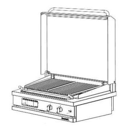 Grill gaz à pierre de lave avec couvercle à poser