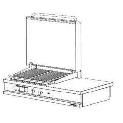 Grill gaz à pierres gauche de lave avec couvercle à poser longueur 1100mm