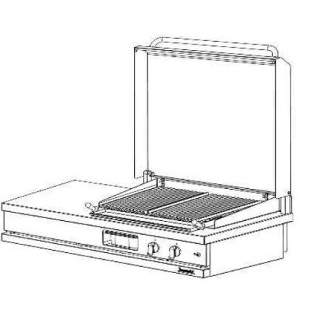 Grill gaz à pierres de lave avec couvercle à poser