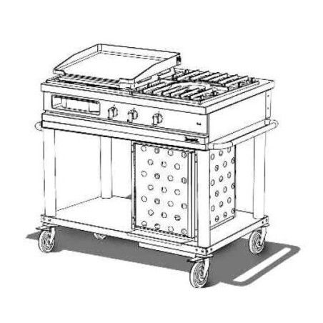 Plancha gaz et 1 feu mobile sans couvercle