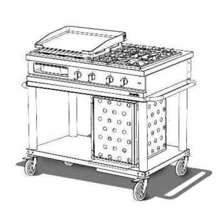 Plancha gaz et 2 feux mobile sans couvercle