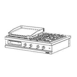 Plancha gaz et 2 feux sans couvercle à poser