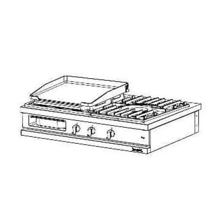 Plancha gaz et 1 feu sans couvercle à poser