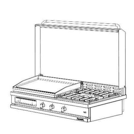 Plancha gaz et 1 feu avec couvercle à poser