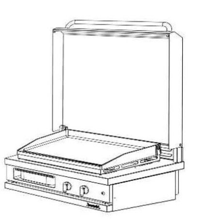 Plancha gaz avec couvercle à poser Lg700mm