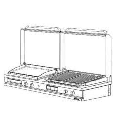 Plancha gaz et gril à pierres de lave avec couvercle à poser