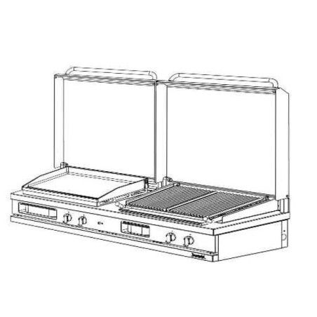 Plancha gaz et gril à pierres de lave avec couvercle à poser