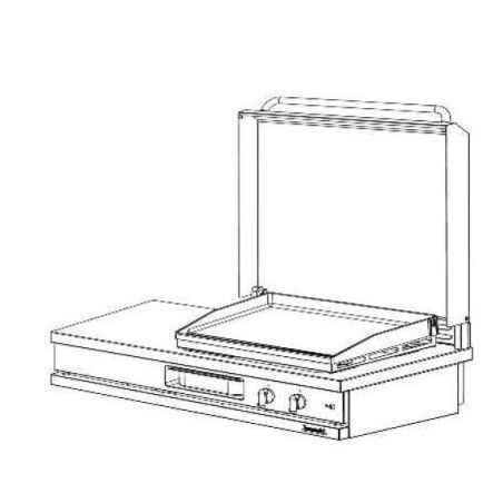 Plancha gaz gauche avec couvercle à poser Longueur 1120mm
