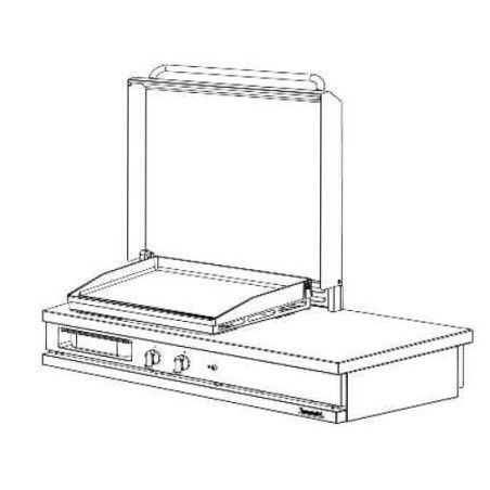 Plancha gaz droite avec couvercle à poser Longueur 1120mm