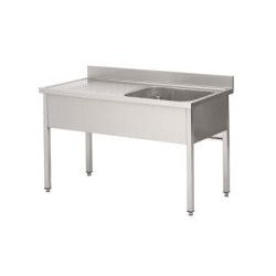 Plonge sur pieds 1200x600 Cuve 400x500x300mm 1 Bac 1 Egouttoir Gauche