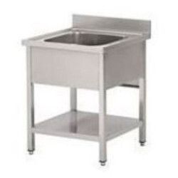 Plonge sur pieds 700x700 Cuve 500x500x300mm 1 Bac Sans égouttoir Etagère basse
