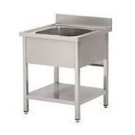 Plonge sur pieds 700x700 Cuve 500x500x300mm 1 Bac Sans égouttoir Etagère basse