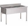 Plonge sur pieds 1200x700 Cuve 500x500x300mm 2 Bacs Sans égouttoir