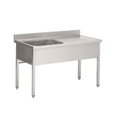 Plonge sur pieds 1200x700 Cuve 500x500x300mm 1 Bac 1 Egouttoir Droit