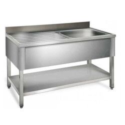 Plonge sur pieds 1200x700 Cuve 500x500x300mm 1 Bac 1 Egouttoir Gauche Etagère basse