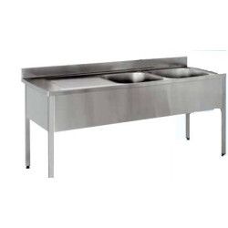 Plonge sur pieds 2000x700 Cuve 600x500x300mm 2 Bacs 1 Egouttoir Gauche