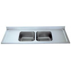 Plonge sur pieds 2400x700 Cuve 600x500x300mm 2 Bacs 2 Egouttoirs