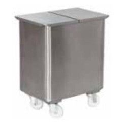 Bac inox roulant avec couvercle à charnière