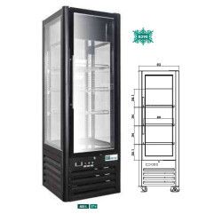 Vitrine réfrigérée Positive Noire 4 faces Vitrées 400L sur roulettes