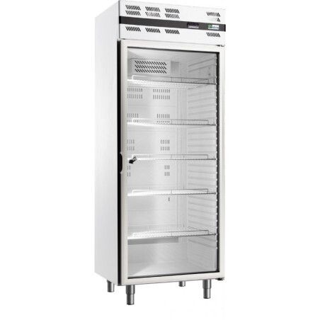 Armoire froide positive 535L Ext Blanc 1 porte vitrée Groupe Logé