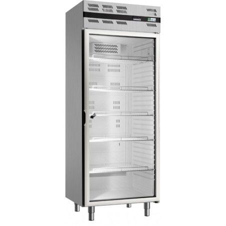 Armoire froide positive 535L Ext Inox 1 porte vitrée Groupe Logé