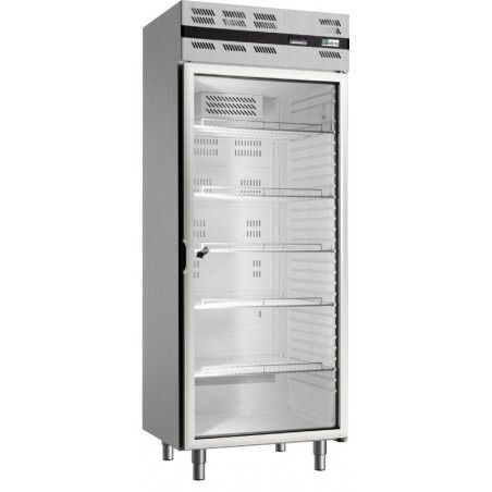 Armoire froide négative 535L Ext Inox 1 porte vitrée Groupe Logé
