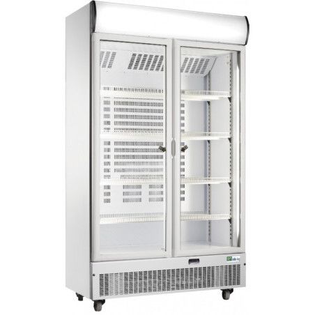 Armoire froide positive 710L Ext Blanc 2 portes vitrées Groupe Logé