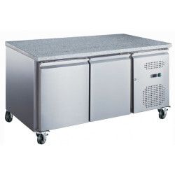 Table réfrigérée Positive Pâtisserie Sans dosseret 390L 2 portes pleines Plan travail Granit