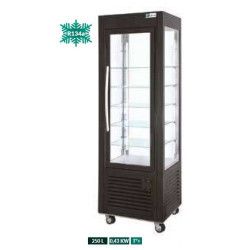 Vitrine réfrigérée Positive Noire 4 faces triple vitrage 250L sur roulettes