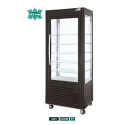 Vitrine réfrigérée Positive Noire 4 faces triple vitrage 350L sur roulettes