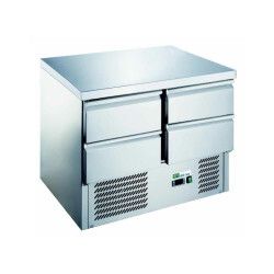Saladette inox 4 Tiroirs Profondeur 700mm Dessus inox 220 litres