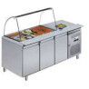 Saladette 3 portes Profondeur 700mm Dessus vitré ouvert Bacs GN1/1 Volume 465 litres