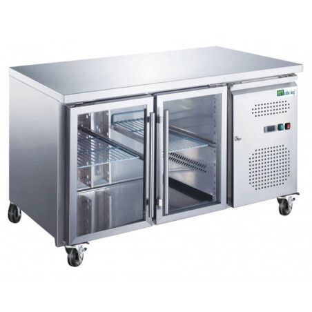 Table réfrigérée Positive GN1/1 Sans dosseret 282L 2 Portes vitrées Dessus inox