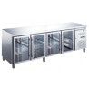 Table réfrigérée Positive GN1/1 Sans dosseret 465L 4 portes vitrées Dessus inox