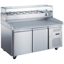 Meuble Pizza 2 portes Plan granit Rebord H150mm Volume 390L R290